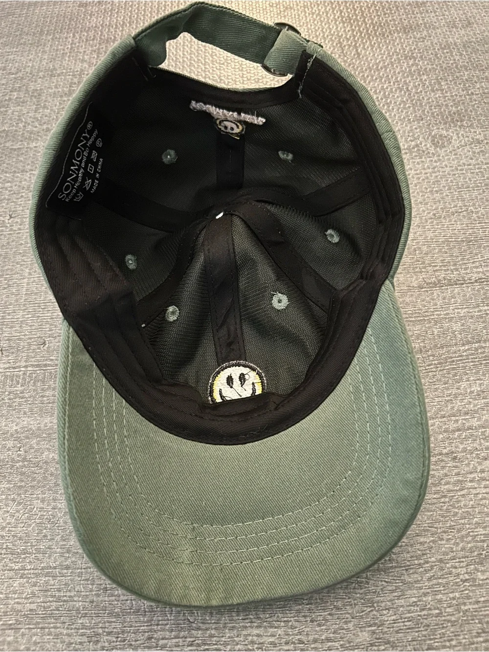 Olive Green Smile Patch Baseball Cap